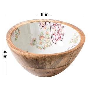 ชามไม้มะม่วงสำหรับเสิร์ฟสลัดและของหวาน พร้อมลายตกแต่ง - Product Image 2