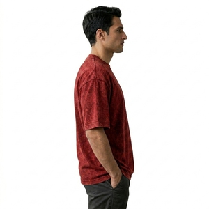 Camiseta Oversize con Lavado Ácido, Patrón Desgastado, Unisex, Manga Corta, Mezcla de Poliéster/Algodón, Estilo Casual Urbano, Verano, Lisa - Product Image 4