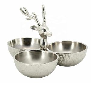 Panier de cerf moderne bol de service en aluminium fini mat pour salade collation fruits et noix décor bol de service table à manger prix de gros - Product Image 3