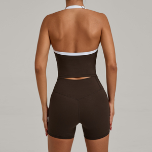Ensemble de yoga 2 pièces sans couture grande taille pour femme - Short respirant taille haute et débardeur de sport à col rond pour la gym et le sport - Product Image 5