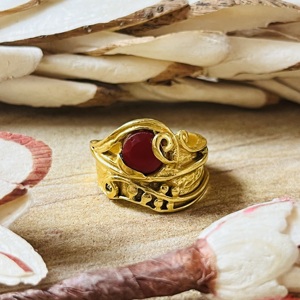 Bagues Statement au Design Unique, Bandes en Laiton Style Bohème pour Femmes, Bague en Onyx Plaqué Or 18 carats Motif Vague Tribale pour Vente en Gros/OEM/ODM - Product Image 3