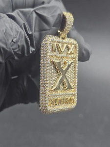 Pendentif personnalisé en argent sterling 925 plaqué or 18 carats avec moissanite taille brillant rond, style hip-hop, pour homme - Product Image 2