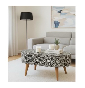ILAHI's Bone Inlay <b>Table</b> Modern Design Agate Detailing <b>Storage</b> Portable Home Furniture - Product Image 4