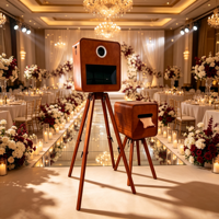 Photomaton pliable en bois avec trépied, prise de vue multi-angles, compatible avec la plupart des modèles d'iPad et d'appareil photo