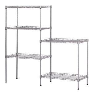 Scaffale portaoggetti da terra in acciaio al carbonio argentato con unità di scaffalatura modulabili - Product Image 2