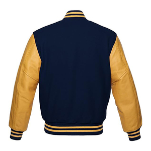 แจ็คเก็ตเบสบอลแบบ Letterman สำหรับผู้ชาย แขนหนัง แต่งลายเรขาคณิต คอตั้ง ผ้าขนสัตว์ อุ่นสบายสำหรับฤดูหนาว - Product Image 1