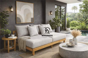 Modern Waterproof Solid Teak <b>Wood</b> Outdoor <b>Sofa</b> Set Trend 2026 with Cushions <b>for</b> Garden Hotel Park Use - Product Image 4