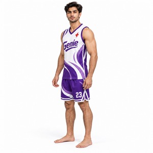 Ensemble de maillot et short de basket-ball pour hommes, uniforme athlétique, respirant, léger, vêtements de sport, entraînement d'équipe, compétition, pratique - Product Image 4
