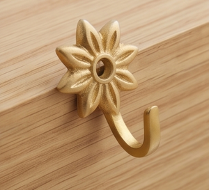 Premium Handcrafted Floral Design <b>Curtain</b> Wall <b>Hooks</b> Durable Metal Elegant Finished Perfect For Towels And Door Hanging Display - Product Image 1