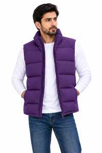 Gilet matelassé sans manches blanc pour homme, fermeture éclair sur le devant, coupe-vent, léger, veste d'hiver décontractée pour l'extérieur - Product Image 3
