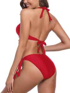 Nuevo Conjunto de Bikini con Acabado Brillante, Traje de Baño de Dos Piezas para Mujer, Aspecto Elegante, para Viajes de Lujo - Product Image 4