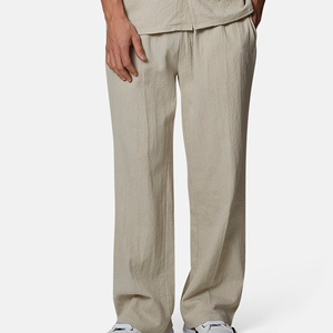 Pantalon de jogging sport en coton et polyester de haute qualité, coupe ample, taille mi-haute, style décontracté, teint uni, devant plat, pour l'extérieur - Product Image 2