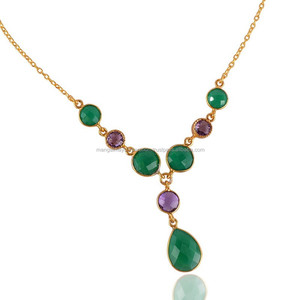 Beau collier de pierres précieuses en labradorite bijoux collier enroulé de fil de laiton cadeau d'anniversaire collier de fournisseur en gros - Product Image 4