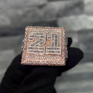 Venta caliente estilo rapero Iced Out Vvs Hiphop Champion Ring 925 Silver Iced Out Ring Real VVS Moissanite Diamond Ring para hombres - Product Image 1