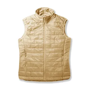 <b>Men's</b> <b>White</b> Hooded Sleeveless Quilted <b>Jacket</b> Canvas Eco-Friendly Waterproof Windproof Cotton Blend Zipper Closure Winter High - Product Image 1