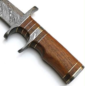 Cuchillo Bowie de Hoja Fija Industrial para Camping DIY de Iron Crown Forge, Acero de Damasco, Espalda Recta, 3mm de Grosor, Mango de Madera, OEM - Product Image 5