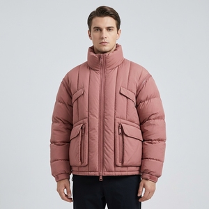 Veste matelassée convertible pour homme, couleur rose poussière, manches amovibles, multi-poches, isolée, pour l'hiver et les activités de plein air - Product Image 1