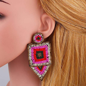Pendientes Largos de Moda Bohemia, Estilo Retro con Cuentas de Arroz, Venta al por Mayor para Mujer - Product Image 4