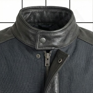 Chaqueta de moto de verano para hombre NAI-0566A, de cuero y textil, con cierre de cremallera, estilo motero, ropa de motociclismo de color personalizado. - Product Image 4