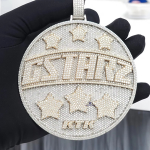 Pendentif personnalisé STARZ Iced Out Moissanite, style Hip Hop, aspect diamant de luxe, médaillon rond pour soirée - Product Image 2