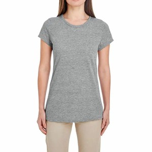T-shirt pour femme en jersey 100% coton, gris, col rond, manches courtes, respirant, coupe décontractée, longueur normale, couleur unie, OEM ODM - Product Image 1