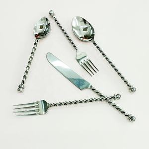 Juego de cubiertos hechos a mano con mango en espiral, escurridor de acero inoxidable sin Espejo, pulido, diseño - Product Image 2