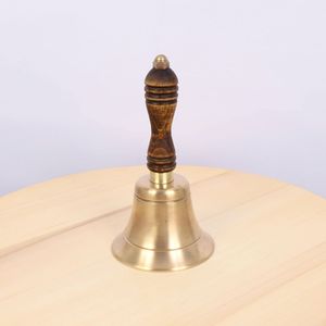 Campanello in ottone di alta qualità e dall'aspetto artigianale con manico in legno, perfetto per gli amanti dell'antiquariato e i collezionisti di oggetti culturali ai migliori prezzi. - Product Image 2