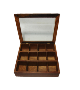 Caja de especias de madera personalizada, la más vendida, caja de almacenamiento de té y especias de madera con soporte rectangular para uso en la cocina. - Product Image 4