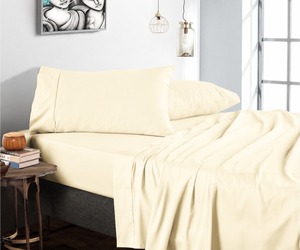 Luxury 500 TC King Bed Sheet Set (4-Piece) Premium Cornsilk Ultra Soft Cotton Bedding Silky Smooth Hotel Collection Deep Pocket - Product Image 2