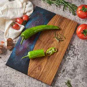 Tabla de Cortar Rectangular de Madera y Resina Ecológica, Pulida a Mano, con Logotipo Personalizado, para Cortar Frutas, Verduras y Queso - Product Image 3