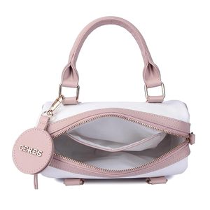 Cords <b>White</b> And Pink PU Leather Handbag With Adjustable Strap Sweet Style Fashionable Handle Bag - Product Image 3