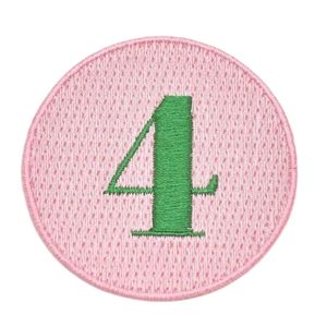 Pretty Girl Number 4 <b>Patch</b> Pink & Green Embroidered Applique Iron On Sew On Round Badge for <b>Jackets</b> Bags Hats DIY Garment - Product Image 1