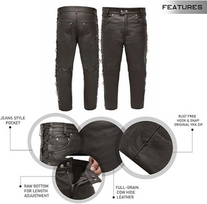 Pantalones de Motocicleta de Cuero para Mujer, Protección para Motociclistas, Cintura de 30 a 44 Pulgadas, con 5 Bolsillos - Product Image 2