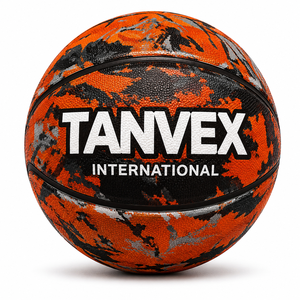 Ballon de basketball TANVEX INTERNATIONAL noir avec logo doré, revêtement en PVC, chambre à air en caoutchouc naturel, taille et poids personnalisables (600-650g) - Product Image 6