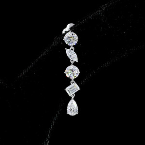 Boucles d'oreilles pendantes en diamant de laboratoire avec émeraudes ovales et poires taillées en marquise, en or 10K 14K 18K et argent 925 935, pour fêtes et mariages, luxe - Product Image 3
