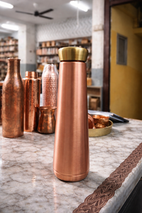 Copper Water Bottle With Lid Portable Travel <b>Drinkware</b> Traditional Chinese Design - Product Image 1