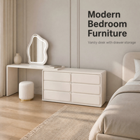 Coiffeuse moderne en verre blanc avec miroir éclairé, design modulaire et rangement à tiroirs pour la maison et la salle de bain