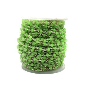 Chaîne de chapelet en préhnite verte hydro, perles rondelles facettées de 3 mm, fil plaqué argent, chaîne de bijoux enroulée, fourniture - Product Image 4