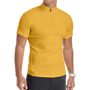 Camiseta deportiva de punto para hombre con cremallera de un cuarto, de alta calidad, color sólido, antiarrugas, de secado rápido, transpirable, con logo personalizado. - Product Image 5