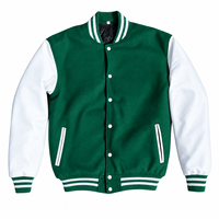 Veste universitaire décontractée pour homme, bicolore, à col montant, boutonnée, avec manches contrastées, style baseball, universitaire, letterman