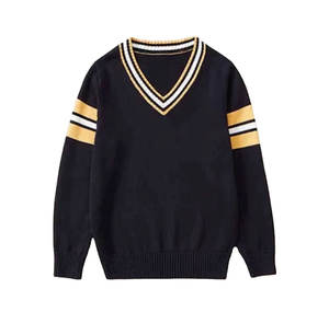 Pull en tricot rayé rouge et blanc pour homme, manches longues, coupe classique, pour l'automne - Product Image 1