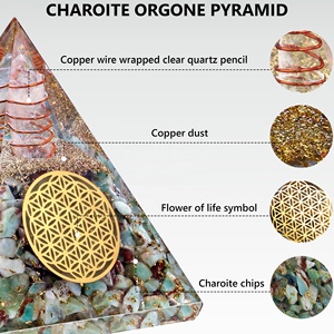 Vente en gros de pyramide d'orgone chrysoprase faite à la main pyramide d'orgonite pour la positivité de guérison émotionnelle et l'énergie des chakras du cœur - Product Image 3