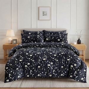 <b>Black</b> Satin Comforter Set Comforter Set 100% Cotton Percale T-150 All-Season Breathable Home Use - Product Image 4