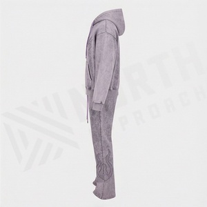 Pantalones de chándal acampanados de algodón para hombre, personalizados, casuales, de color liso, estilo vintage, con lavado ácido y efecto desgastado por el sol, para gimnasio - Product Image 3
