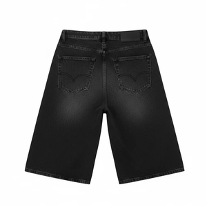 <b>Men</b>’s <b>Black</b> Washed Denim Jorts Loose Fit Knee Length Baggy Jean <b>Shorts</b> Casual Streetwear Summer Fashion - Product Image 2