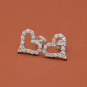 ต่างหูรูปหัวใจเพชร เงินแท้ 925 ต่างหูคริสตัลรูปหัวใจ - Product Image 3