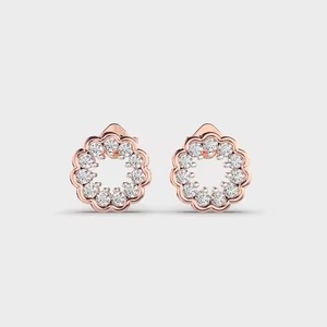 Boucles d'oreilles en or rose personnalisées avec diamants pour un anniversaire, un cadeau de fiançailles, une fête ou un mariage - Product Image 1