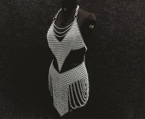 Top de malla de anillas con diseño de armadura para mujer, estilo medieval, para festivales, ropa rave, cosplay - Product Image 1