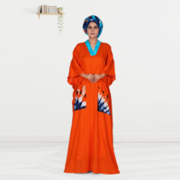Kaftan Rayon Ukuran Besar Panjang Lantai Sederhana Ringan Pesta Idul Fitri Ramadhan Fungsional Saku Samping Siluet Santai Tanpa Usaha