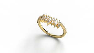 Luxury 18K Gold Marquise Round Diamond Ring Curved Wedding Band Cluster Tiara Crown Stacking Engagement Ring Jewelry for Women - Product Image 2